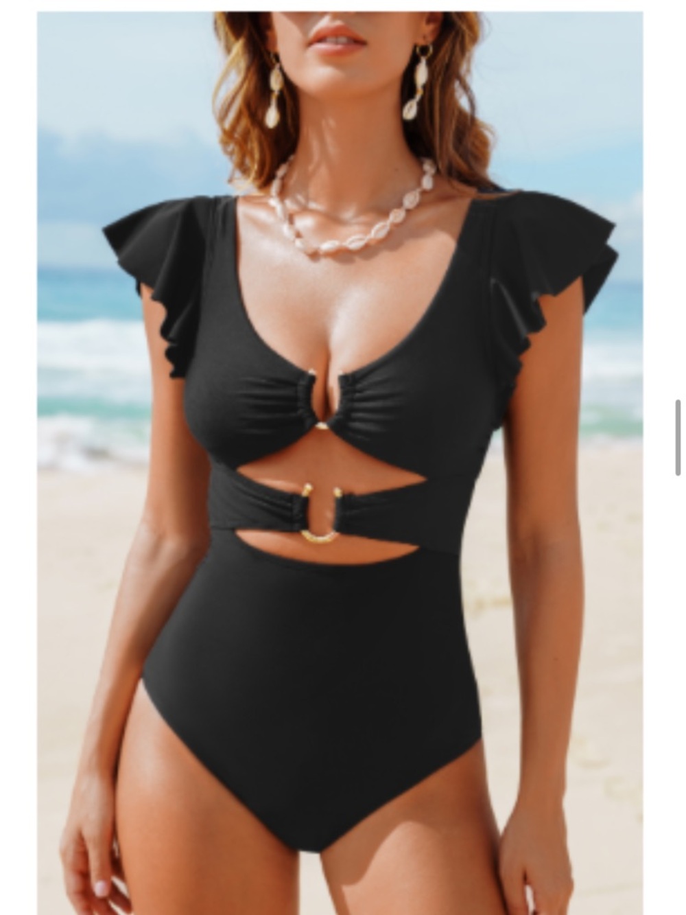 Cupshe Black One-Piece Cutout Swimsuit